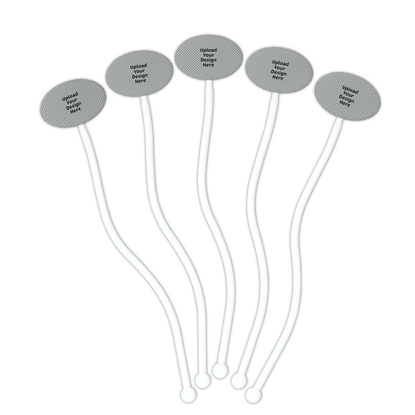 Upload Your Own White Plastic 7" Stir Stick - Oval - Fan