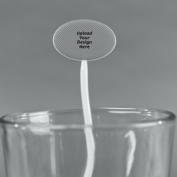 Upload Your Own White Plastic 7" Stir Stick - Oval - Main