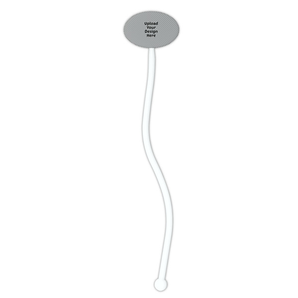 Upload Your Own White Plastic 7" Stir Stick - Oval - Single Stick