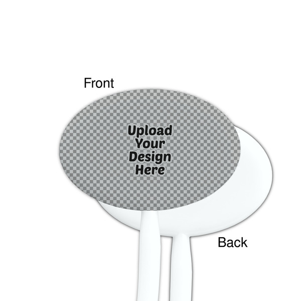 Upload Your Own White Plastic 7" Stir Stick - Single Sided - Oval - Front & Back