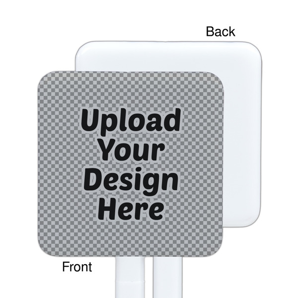 Upload Your Own White Plastic Stir Stick - Single Sided - Square - Front & Back