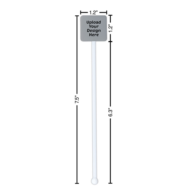 Upload Your Own White Plastic Stir Stick - Square - Dimensions