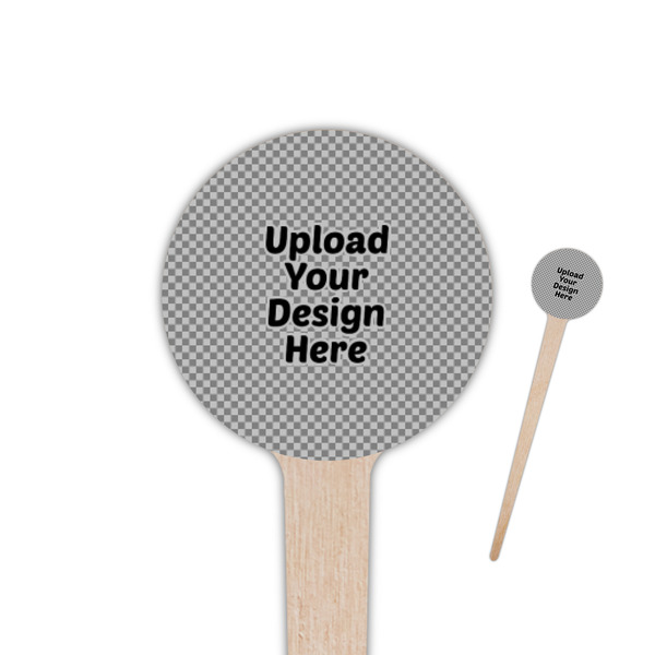 Custom 4" Round Wooden Food Picks - Double-Sided (Upload Your Own)