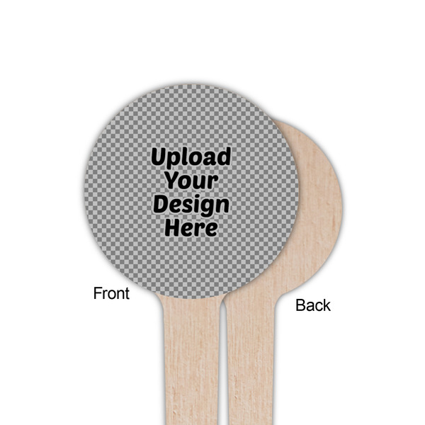 Upload Your Own Wooden 4" Food Pick - Round - Single Sided - Front & Back