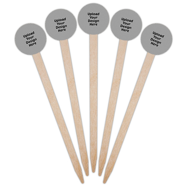 Upload Your Own Wooden 6" Food Pick - Round - Fan View