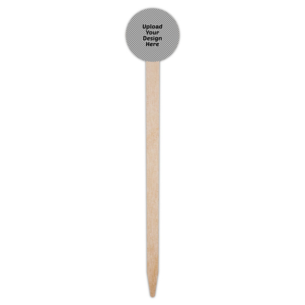 Upload Your Own Wooden 6" Food Pick - Round - Single Pick
