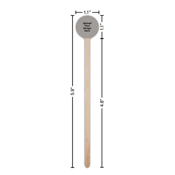 Upload Your Own Wooden 6" Stir Stick - Round - Dimensions