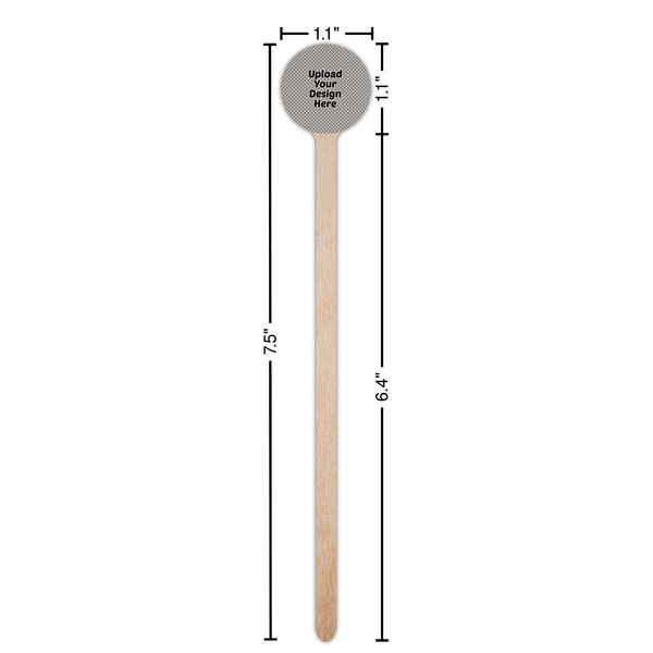 Upload Your Own Wooden 7.5" Stir Stick - Round - Dimensions