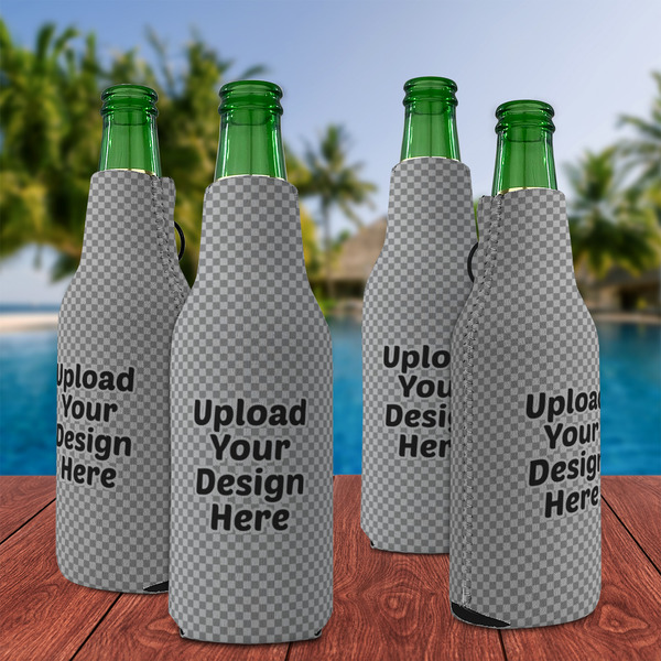 Upload Your Own Zipper Bottle Cooler - Set of 4 - Lifestyle