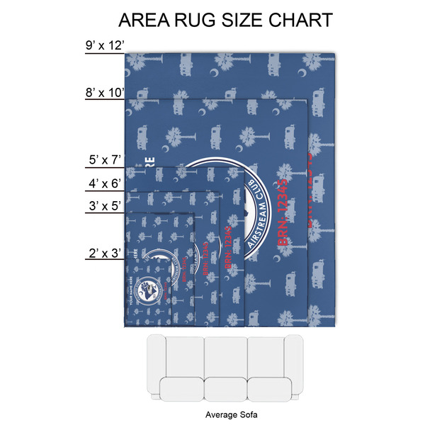 Palmetto State Airstream Club Logo 2'x3' Indoor Area Rugs - Size Chart