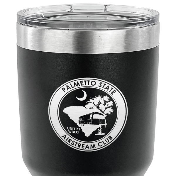 Palmetto State Airstream Club Logo 30 oz Stainless Steel Ringneck Tumbler - Black - CLOSE UP