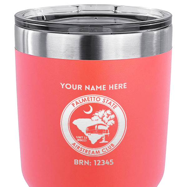 Palmetto State Airstream Club Logo 30 oz Stainless Steel Ringneck Tumbler - Coral - CLOSE UP