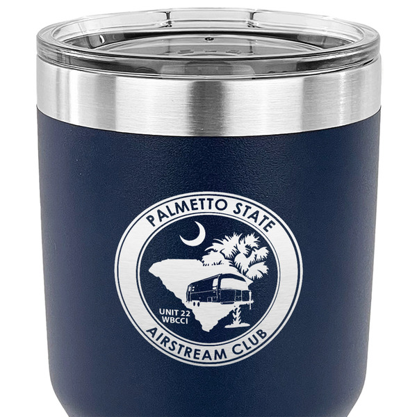 Palmetto State Airstream Club Logo 30 oz Stainless Steel Ringneck Tumbler - Navy - CLOSE UP