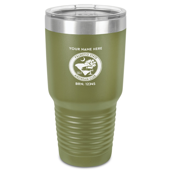 Custom Palmetto State Airstream Club Logo 30 oz Stainless Steel Tumbler - Olive - Single-Sided