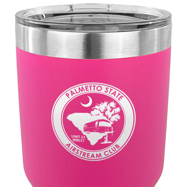 Palmetto State Airstream Club Logo 30 oz Stainless Steel Ringneck Tumbler - Pink - CLOSE UP