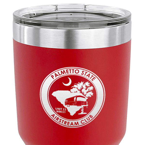 Palmetto State Airstream Club Logo 30 oz Stainless Steel Ringneck Tumbler - Red - CLOSE UP