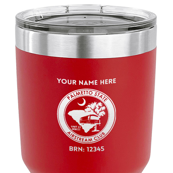 Palmetto State Airstream Club Logo 30 oz Stainless Steel Ringneck Tumbler - Red - CLOSE UP