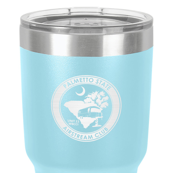 Palmetto State Airstream Club Logo 30 oz Stainless Steel Ringneck Tumbler - Teal - Close Up