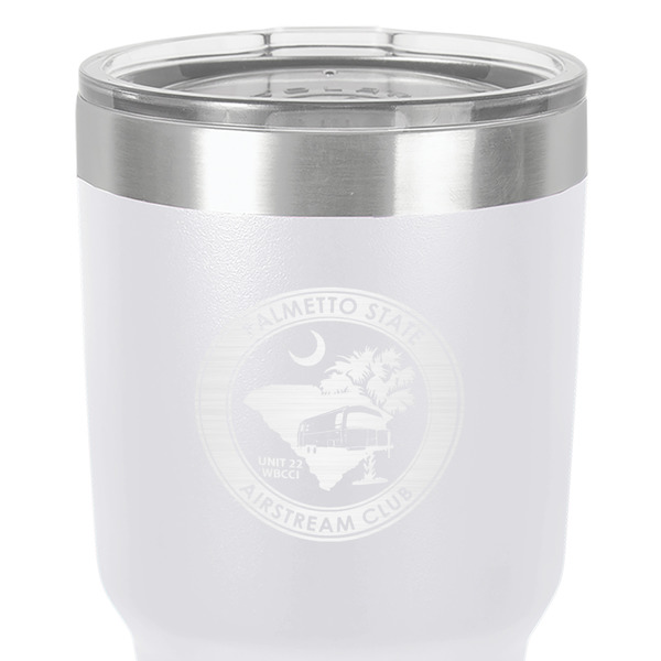 Palmetto State Airstream Club Logo 30 oz Stainless Steel Ringneck Tumbler - White - Close Up