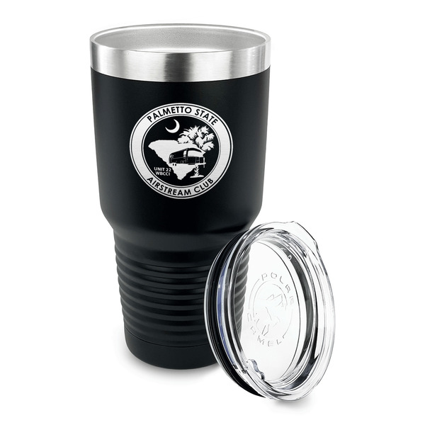Palmetto State Airstream Club Logo 30 oz Stainless Steel Ringneck Tumblers - Black - LID OFF