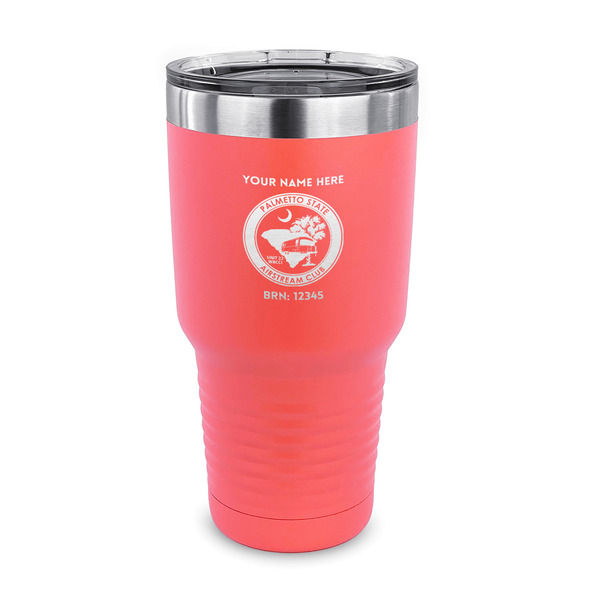 Custom Palmetto State Airstream Club Logo 30 oz Stainless Steel Tumbler - Coral - Single-Sided