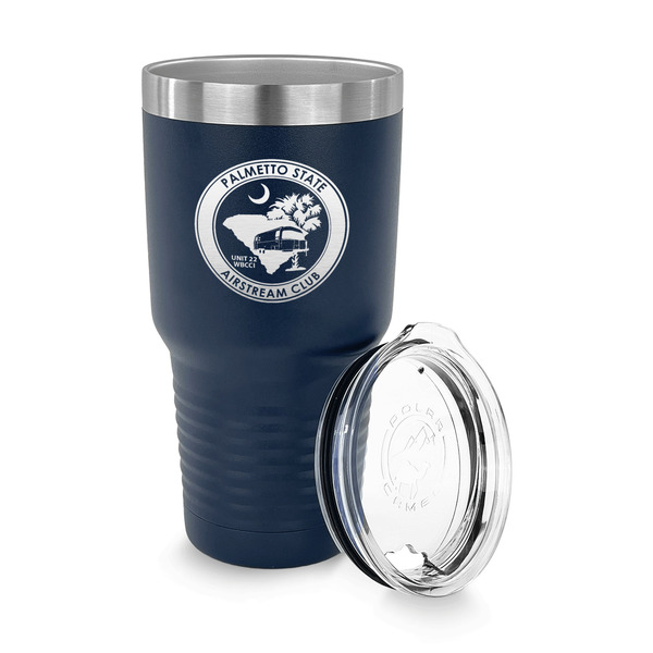 Palmetto State Airstream Club Logo 30 oz Stainless Steel Ringneck Tumblers - Navy - LID OFF