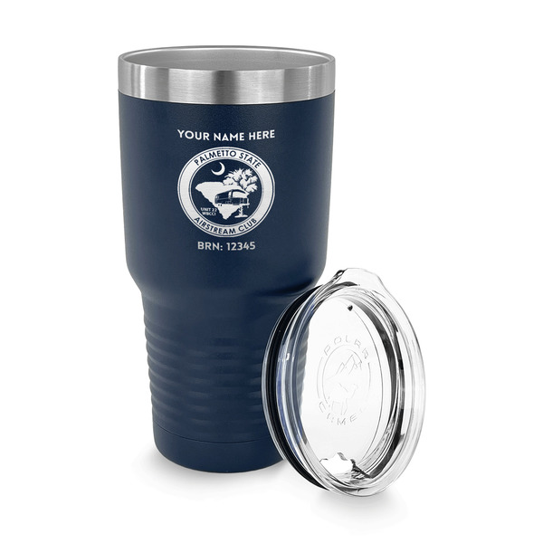 Palmetto State Airstream Club Logo 30 oz Stainless Steel Ringneck Tumblers - Navy - LID OFF