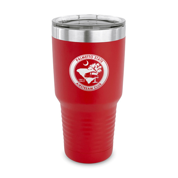Custom Palmetto State Airstream Club Logo 30 oz Stainless Steel Tumbler - Red - Single-Sided