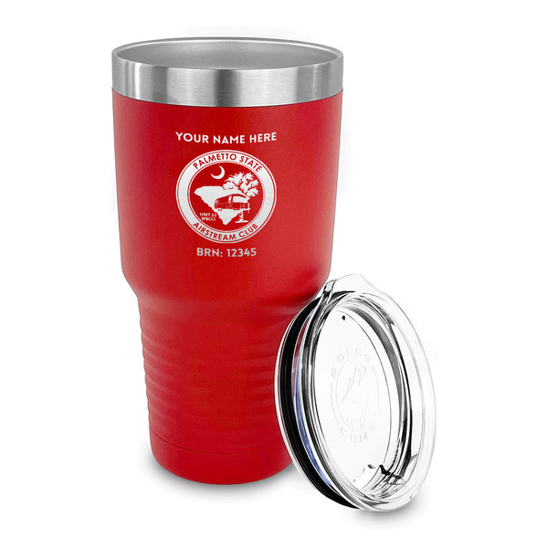 Palmetto State Airstream Club Logo 30 oz Stainless Steel Ringneck Tumblers - Red - LID OFF