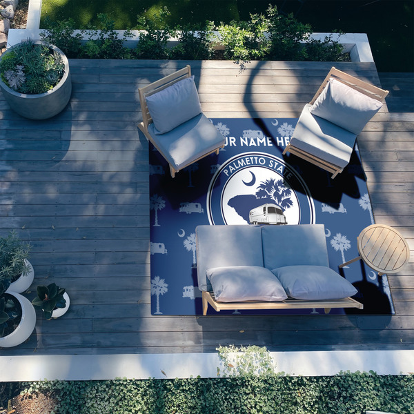 Palmetto State Airstream Club Logo 8'x10' Patio Rug - In context