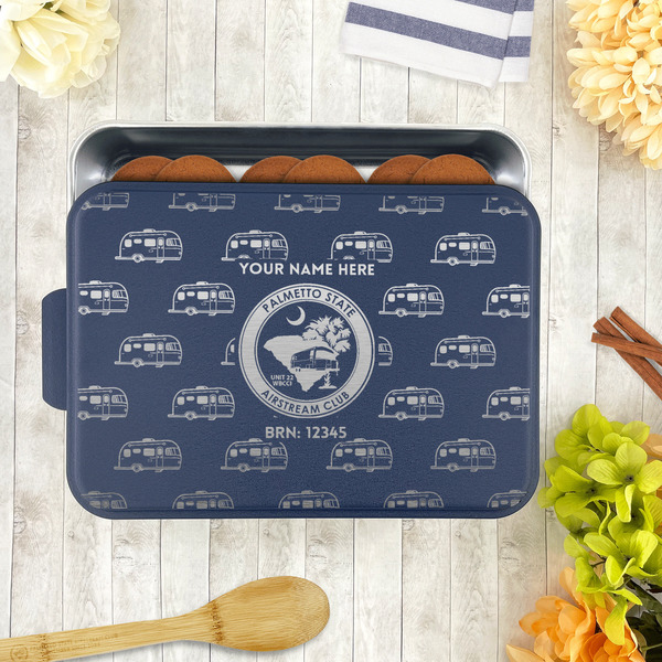 Palmetto State Airstream Club Logo Aluminum Baking Pan - Navy Lid - LIFESTYLE