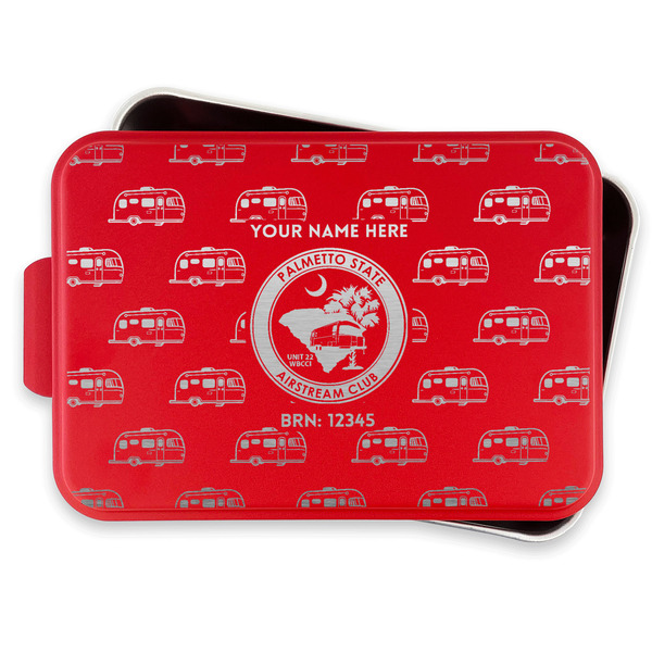 Palmetto State Airstream Club Logo Aluminum Baking Pan - Red Lid - FRONT w/lif off