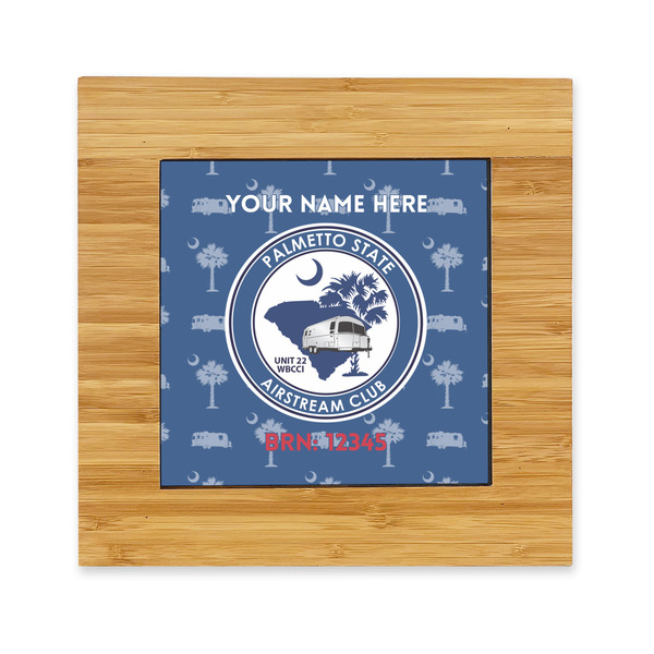Custom Palmetto State Airstream Club Logo Bamboo Trivet with Ceramic Tile Insert