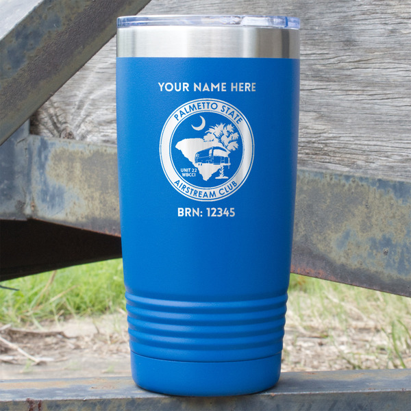 Custom Palmetto State Airstream Club Logo 20 oz Stainless Steel Tumbler - Royal Blue - Single-Sided
