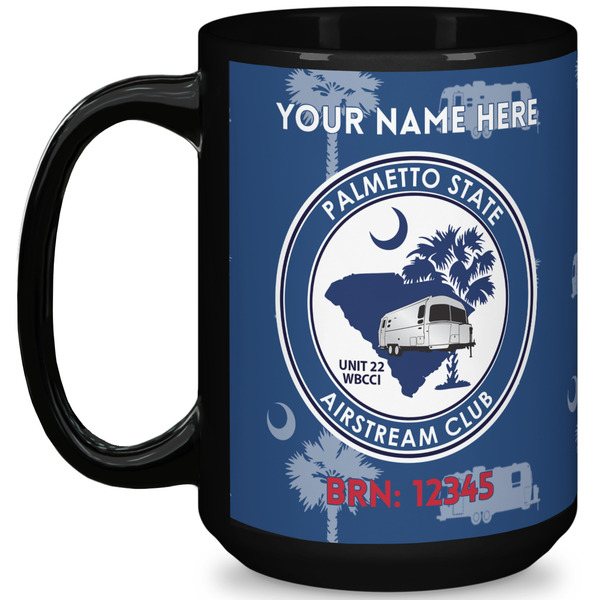 Custom Palmetto State Airstream Club Logo 15 oz Coffee Mug - Black