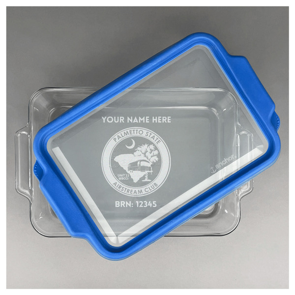 Palmetto State Airstream Club Logo Glass Baking Dish - 13"x9" - Dish w/ Lid