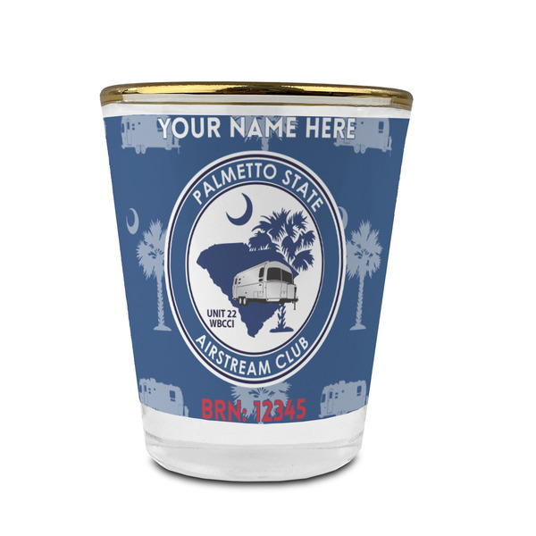 Palmetto State Airstream Club Logo Glass Shot Glass - Gold Rim - Front