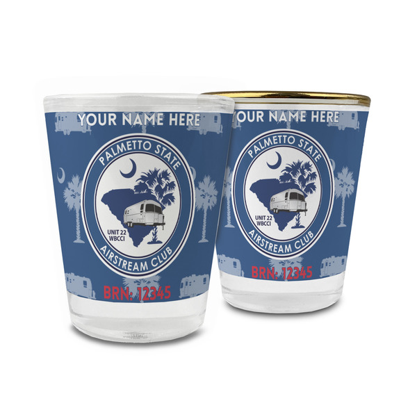 Custom Palmetto State Airstream Club Logo Glass Shot Glass - 1.5 oz