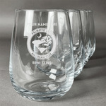 Palmetto State Airstream Club Logo Stemless Wine Glasses - Laser Engraved- Set of 4