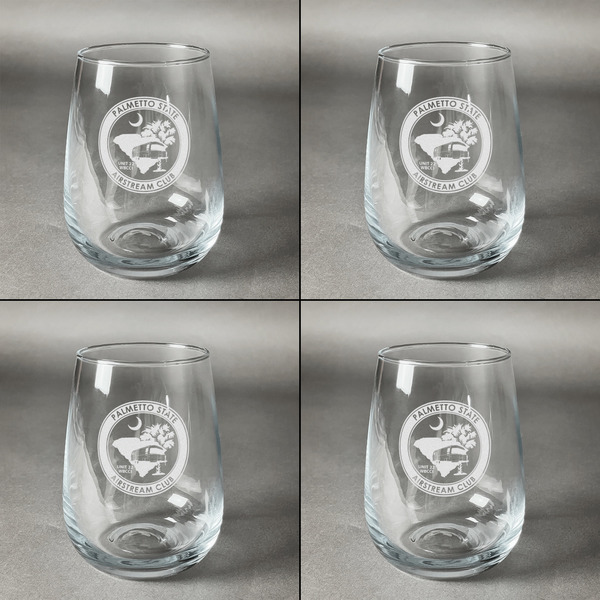Palmetto State Airstream Club Logo Set of Four Personalized Stemless Wineglasses (Approval)