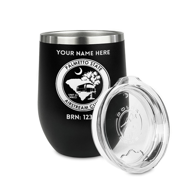Palmetto State Airstream Club Logo Stainless Wine Tumblers - Black - Double Sided - Alt View