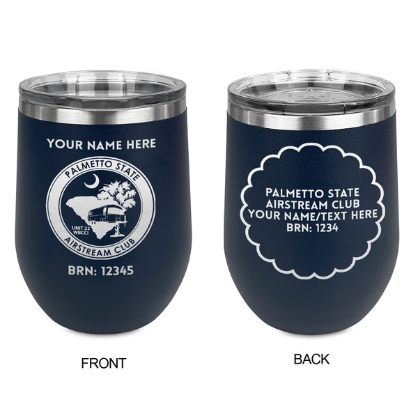 Palmetto State Airstream Club Logo Stainless Wine Tumblers - Navy - Double Sided - Approval