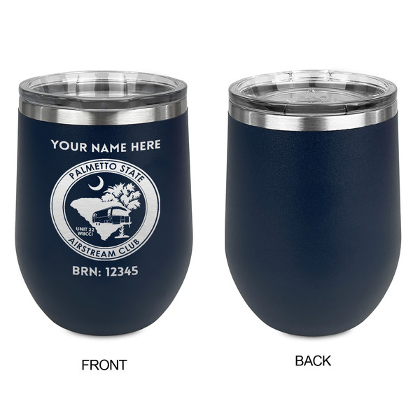 Palmetto State Airstream Club Logo Stainless Wine Tumblers - Navy - Single Sided - Approval