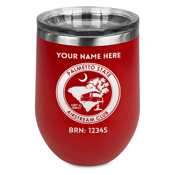 Custom Palmetto State Airstream Club Logo Stemless Stainless Steel Wine Tumbler - Red - Single-Sided