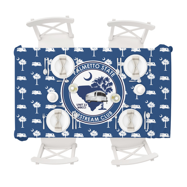 Palmetto State Airstream Club Logo Tablecloths (58"x102") - TOP VIEW (with plates)