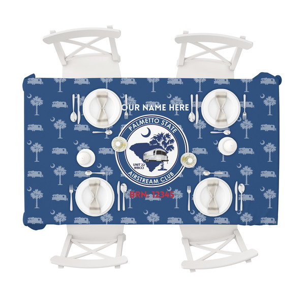 Palmetto State Airstream Club Logo Tablecloths (58"x102") - TOP VIEW (with plates)