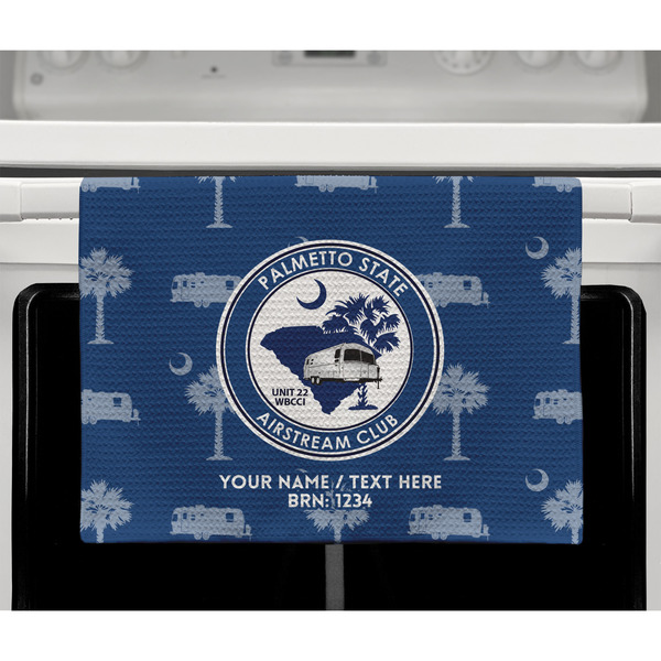 Palmetto State Airstream Club Logo Waffle Weave Towel - Full Color Print - Lifestyle2 Image