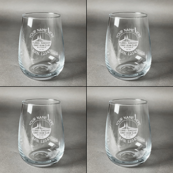 Florida Suncoast Airstream Club Set of Four Personalized Stemless Wineglasses (Approval)