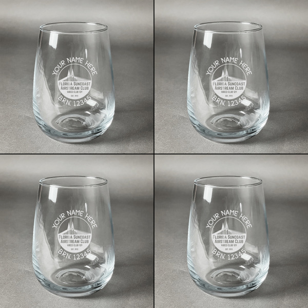 Florida Suncoast Airstream Club Set of Four Personalized Stemless Wineglasses (Approval)