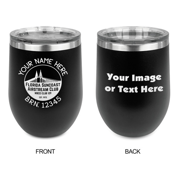 Florida Suncoast Airstream Club Stainless Wine Tumblers - Black - Double Sided - Approval